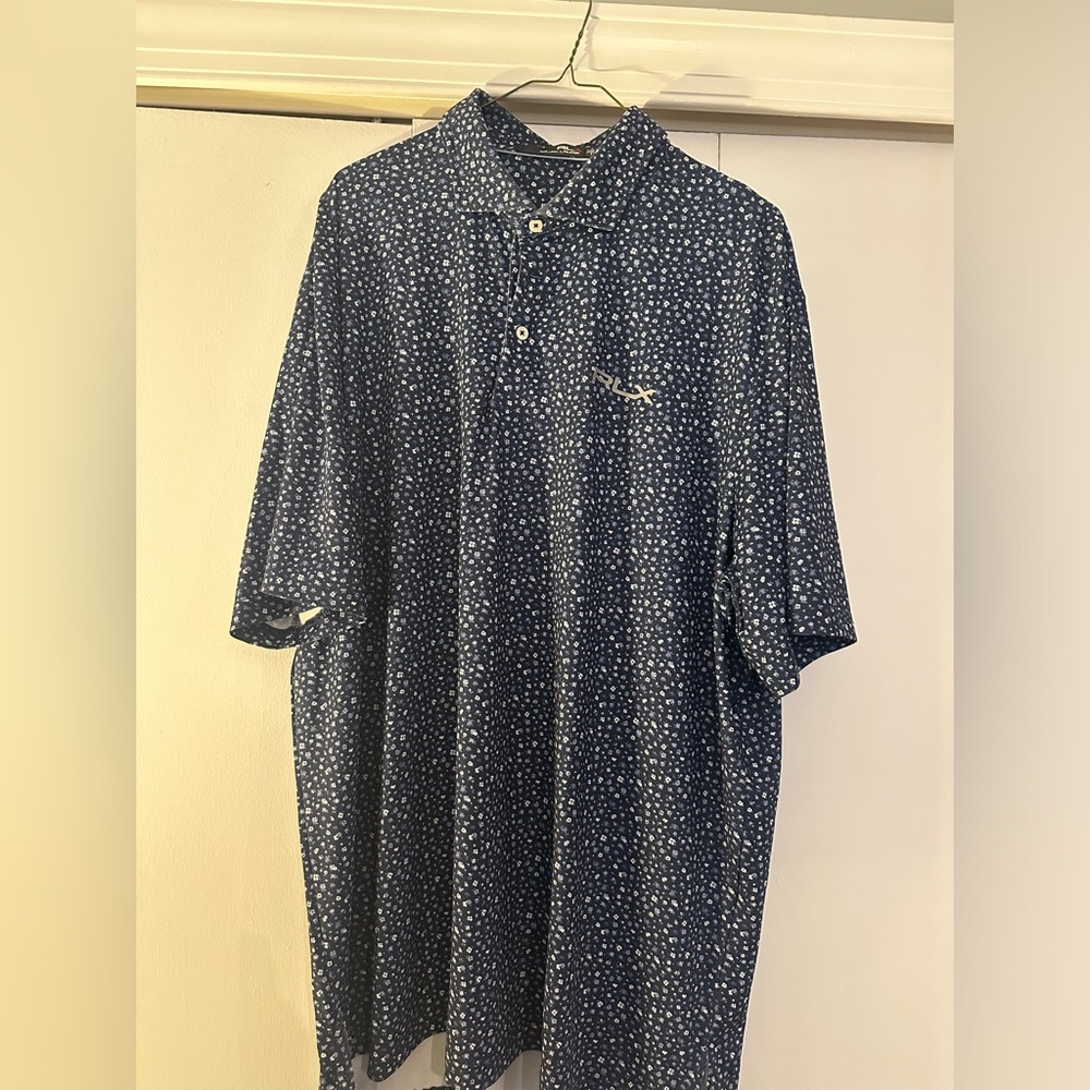 RLX blue floral golf polo
